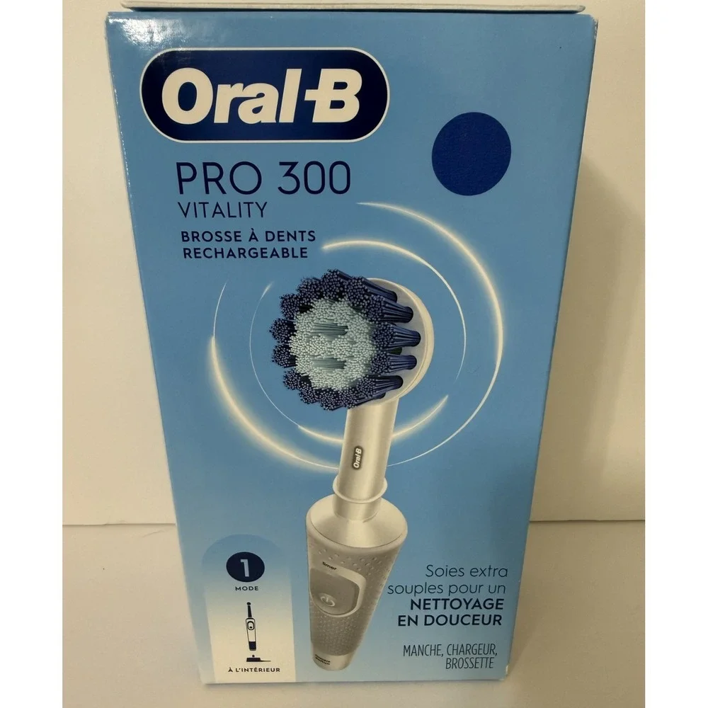 Oral-B Pro 300 Vitality Electric Toothbrush Rechargeable Oscillating Timer White